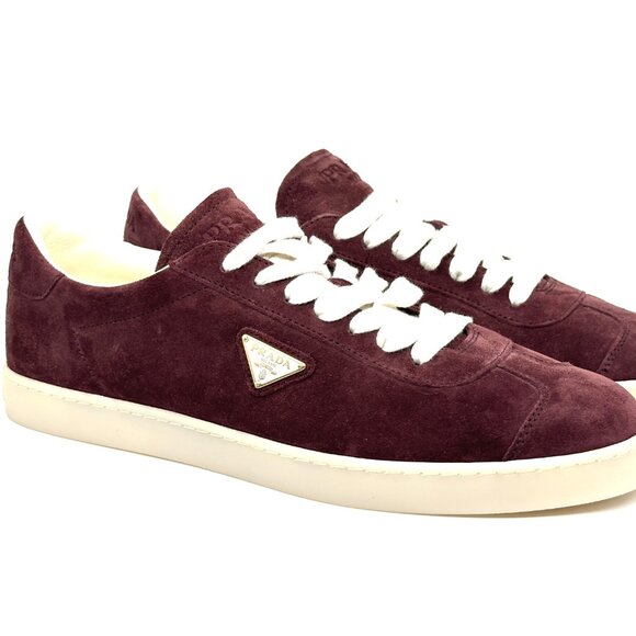 PRADA Mens Lane Triangle Logo T Toe Suede Lace Up Low Top Sneakers Shoes - Picture 8 of 16
